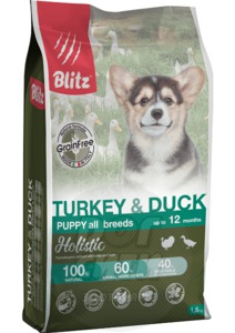 Blitz Holistic Turkey & Duck Puppy All Breeds (Grain Free), Блитс