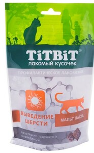 TitBit подушечки для кошек говядина для выведения шерсти, ТитБит