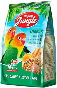 Happy Jungle Корм для средних попугаев, Хэппи Джунгли