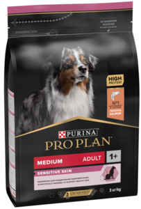 Pro Plan Adult для средних пород собак с чувствительной кожей Лосось с рисом, ПроПлан