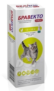 Бравекто Плюс спот-он для кошек 500 мг 6,25-12,5 кг