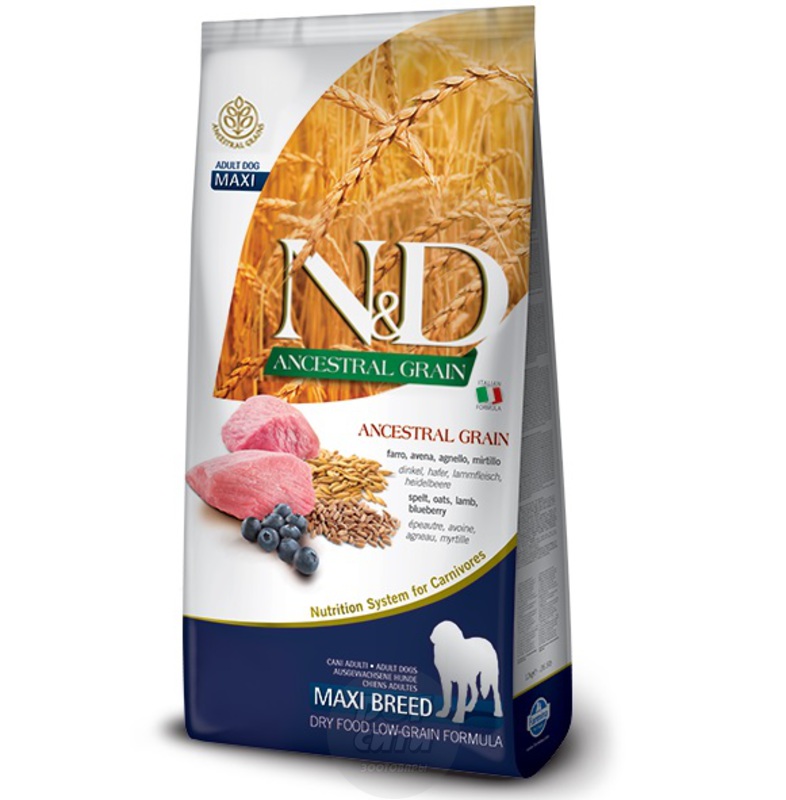 Farmina N&D Low Grain Dog Lamb & Blueberry Adult Maxi, Фармина