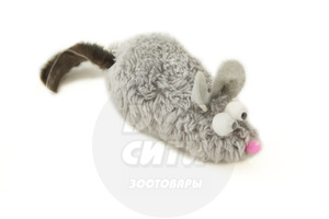 Игрушка GoSi Мышка L серая с хвостом из натуральной норки  13 см