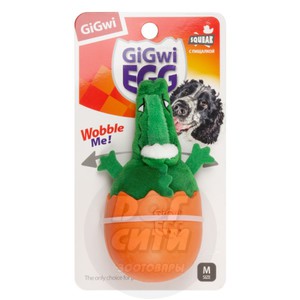 Игрушка GiGwi Крокодил в яйце с пищалкой, Гигви 14 см