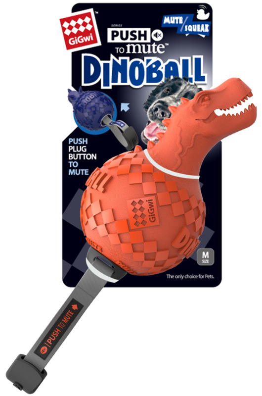 Игрушка GiGwi Динобол Т-рекс с отключаемой пищалкой, Гигви
