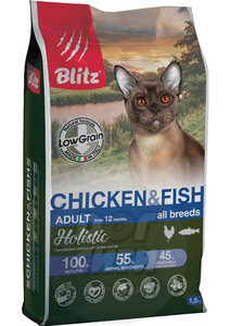 Blitz Holistic Chicken & Fish Cat All Breeds Low Grain, Блитс
