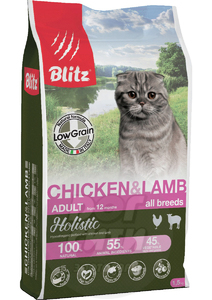 Blitz Holistic Chicken & Lamb Cat All Breeds Low Grain, Блитс 0,4 кг с курицей и ягненком