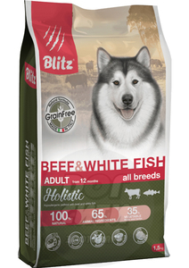Blitz Holistic Beef & White Fish Adult Dog All Breeds (Grain Free), Блитс