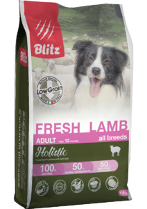Blitz Holistic Fresh Lamb Adult Dog All Breeds (Low Grain), Блитс