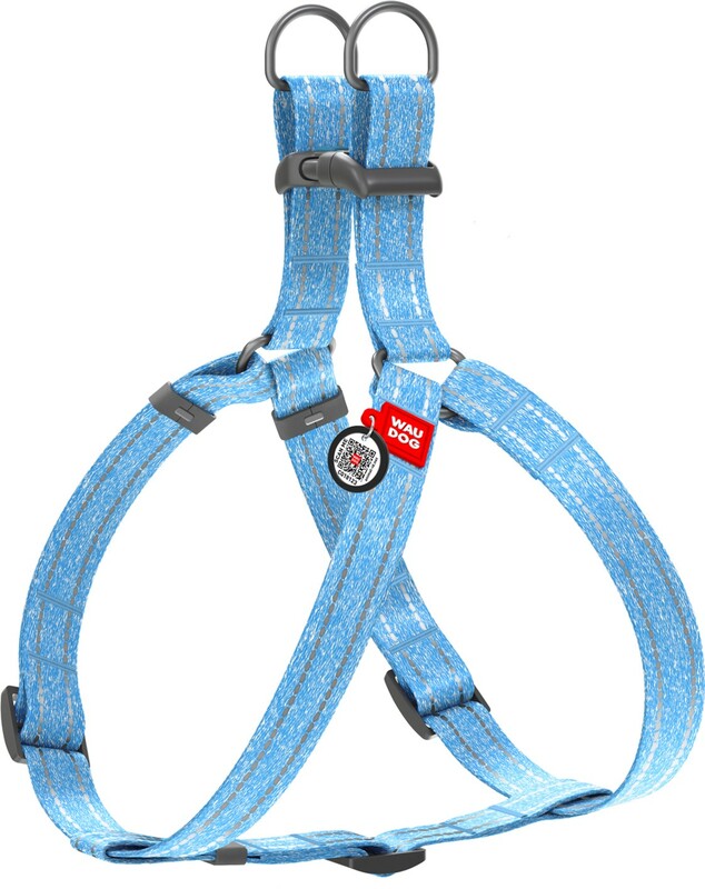 Шлея светоотражающая Collar Waudog Re-cotton с QR паспортом 15 мм, Коллар