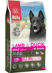 Blitz Holistic Lamb & Duck Adult Dog All Breeds (Grain Free), Блитс Холистик