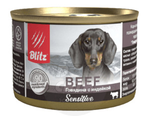 Blitz Sensitive Dog Beef & Turkey (Pate), Блитс