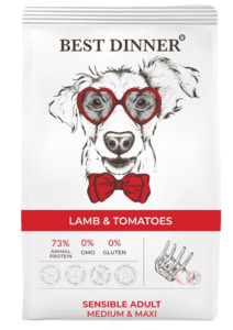 Best Dinner Adult Sensible Medium & Maxi Lamb & Tomatoes, Бест Диннер