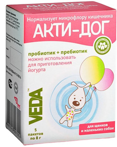 Veda Акти-Дог Синбиотик для щенков и маленьких собак, Веда по 8 г 5 пакетиков