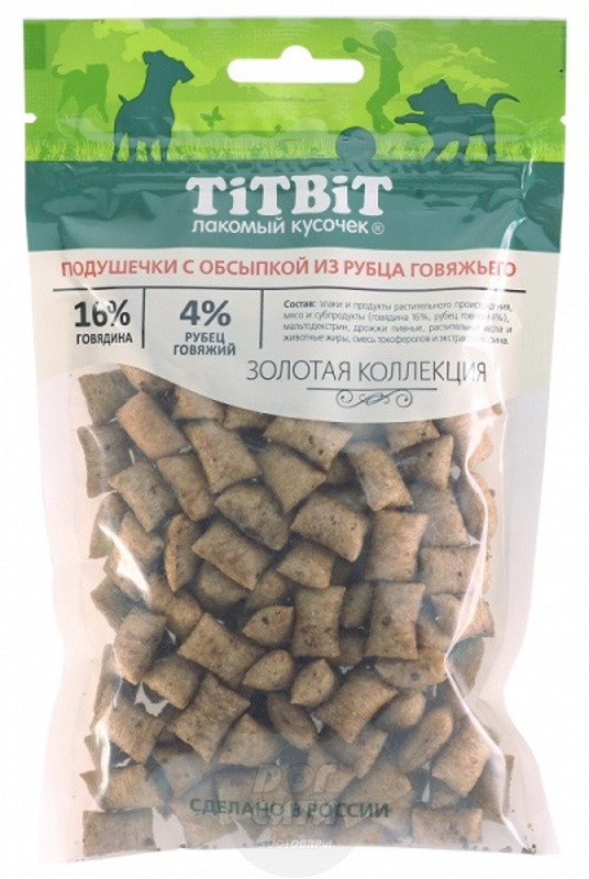 TitBit подушечки с опсыпкой из рубца говяжьего, Золотоя коллекция, Титбит