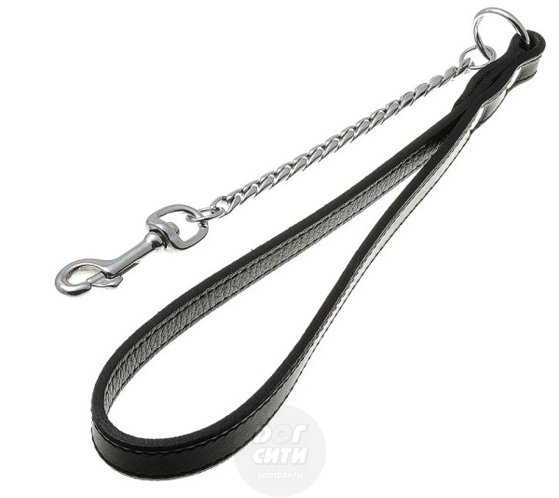 Поводок-цепь Кобра с кожаной ручкой VIPet, ВИПет