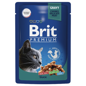 Brit Premium Adult Cat Пауч утка в соусе, Брит 85г