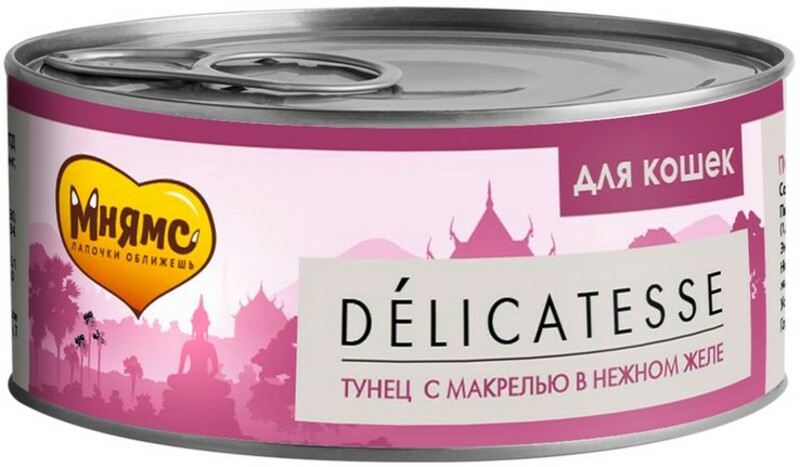 Мнямс Консервы для кошек в желе тунец с макрелью