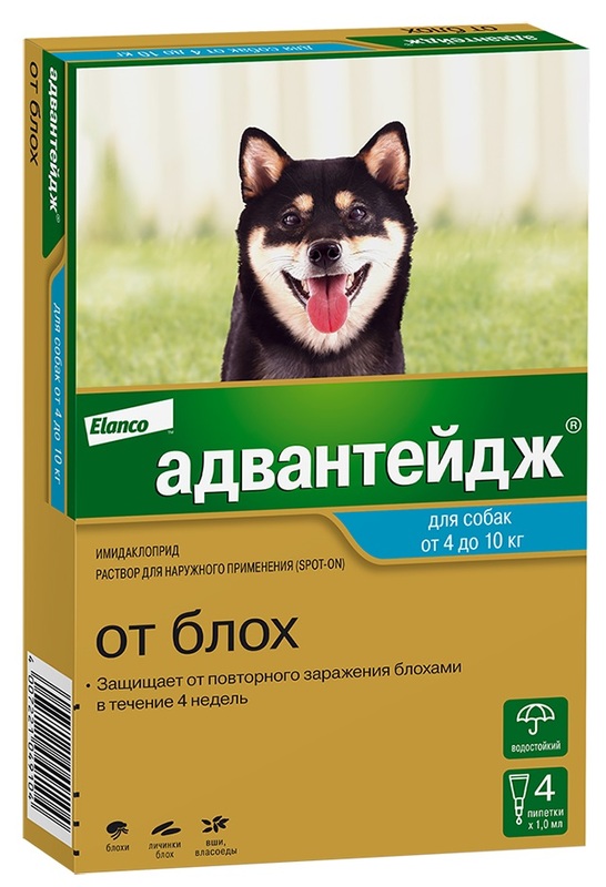 Адвантейдж капли для собак весом до 10 кг, 1 пипетка