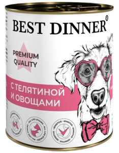 Best Dinner Меню №4 с телятиной и овощами для щенков и взрослых собак, Бест Диннер