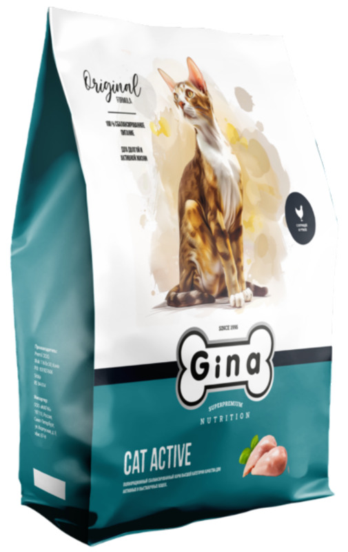 Gina для активных кошек с курицей, Джина
