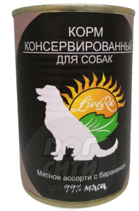 LiveRA консервы для собак с бараниной, ЛивеРа