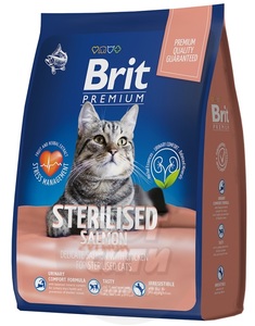 Brit Premium adult cat sterilized salmon & chicken производство Россия, Брит