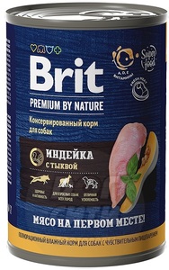 Brit Premium by Nature adult dog sensitive консервы с индейкой и тыквой, Брит