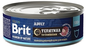 Brit Premium by nature консервы с мясом телятины со сливками для кошек, Брит