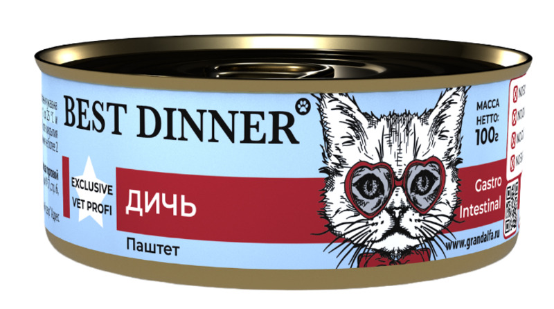 Best Dinner Exclusive Vet Profi Gastro Intestinal дичь, Бест Диннер