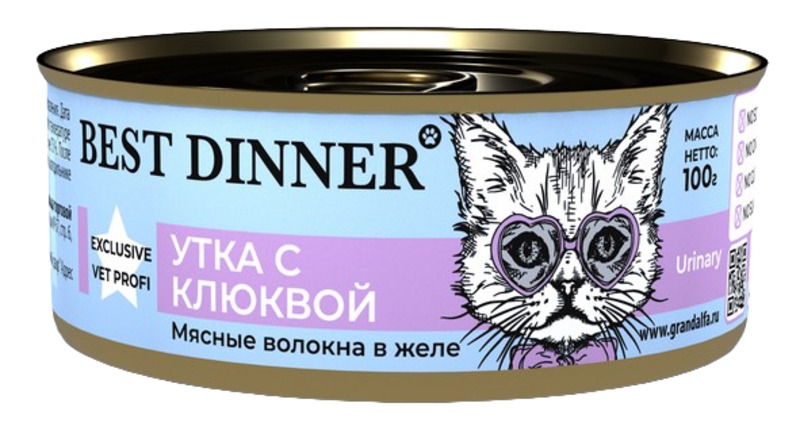 Best Dinner Exclusive Vet Profi Urinary утка и клюква, Бест Диннер