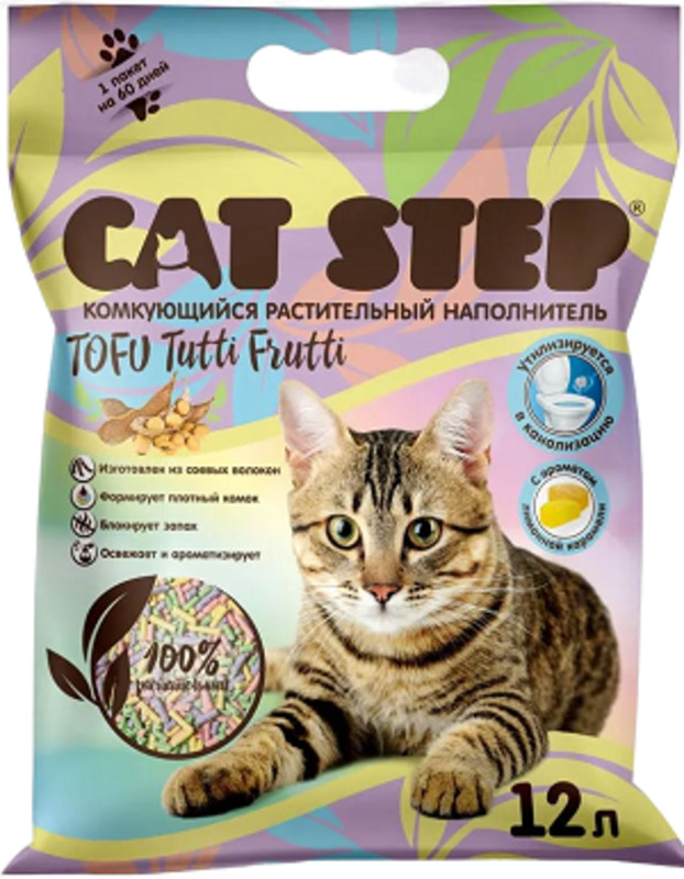 Наполнитель Cat Step Tofu Лимонная карамель растительный комкующийся, Кэт Степ 