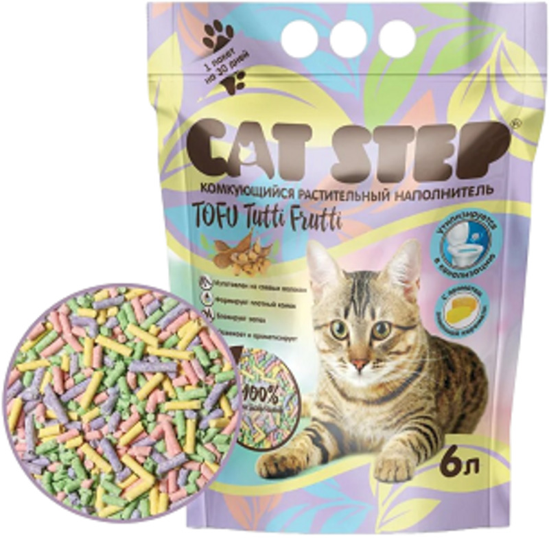 Наполнитель Cat Step Tofu Лимонная карамель растительный комкующийся, Кэт Степ 