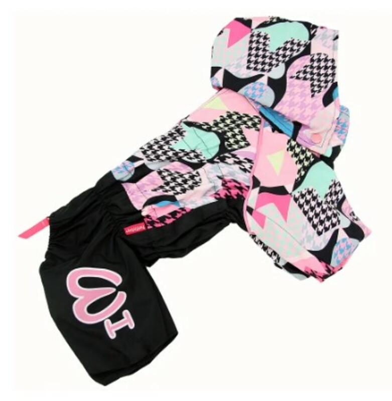 Комбинезон-дождевик ForMyDogs розовый/черный для девочек