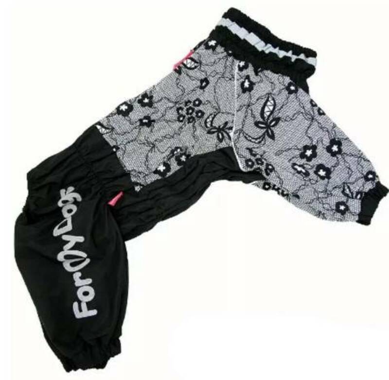 Комбинезон-дождевик ForMyDogs черный кружево для девочек