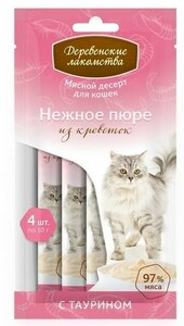 Деревенские лакомства для кошек Нежное пюре из креветки