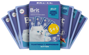 Набор Брит Premium Kitten пауч кусочки в желе, Брит