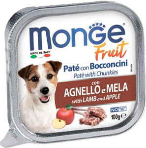 Monge Dog Fruit консервы для собак ягненок с яблоком, Монж 100 г