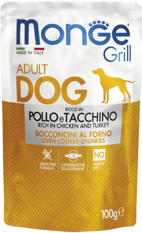 Monge Dog Grill Pouch Chicken and Turkey, Монж