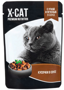 Консервы X-CAT Premium Nutrition утка и печень в соусе, Икс-кэт 85 г