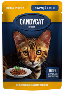 Консервы Candy Cat для кошек курица в желе, Кэнди Кэт 85 г