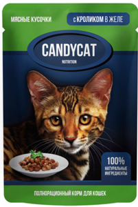 Консервы Candy Cat для кошек кролик в желе, Кэнди Кэт