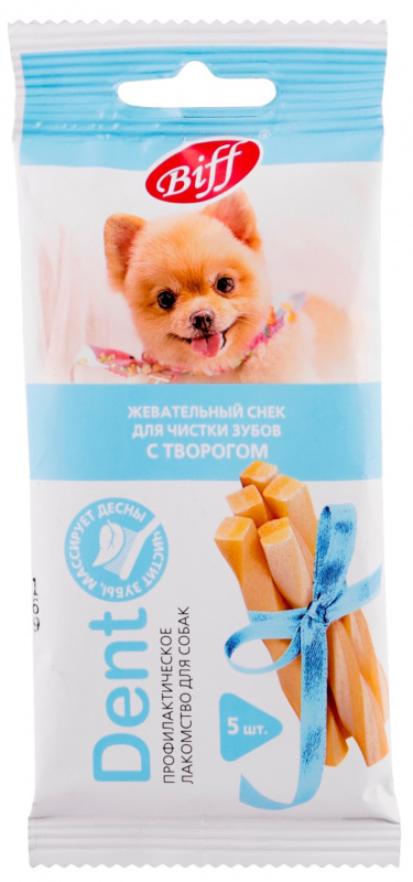 Biff Dent Жевательные снек для маленьких собак с творогом, Бифф Дент