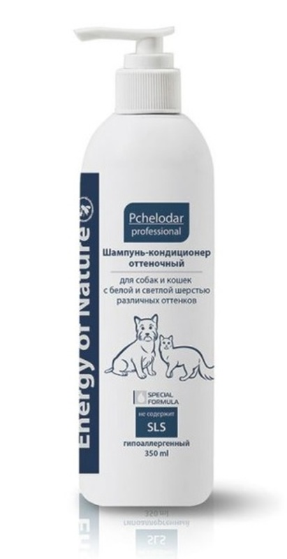 Пчелодар Шампунь кондиционер оттеночный для собак и кошек с белой и светлой шерстью