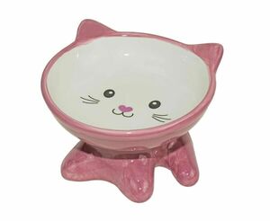 Миска Догман керамическая кошка на ножках  розовый