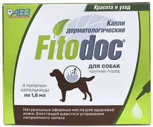 Капли дерматологические АВЗ Fitodoc для собак крупных пород, Фитодок  4 пипетки