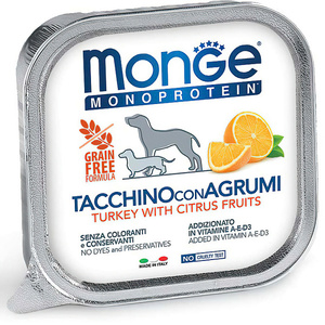 Monge Dog Monoprotein Fruits консервы для собак паштет из индейки с цитрусовыми Монж 