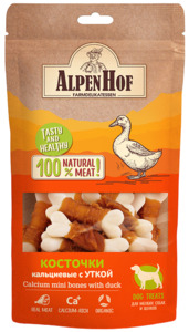 AlpenHof Кальциевые косточки с уткой для мелких пород собак и щенков, АлпенХоф 50 г