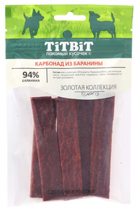 TitBit карбонад из баранины для собак золотая коллекция, Титбит 70г