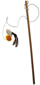 Дразнилка на удочке из натурального кокона шелкопряда в виде птички 36 см